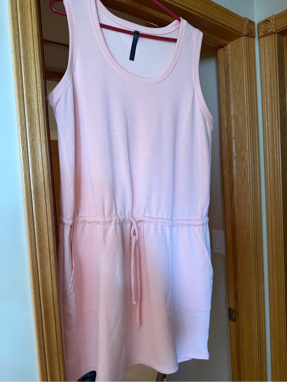 GAIAM Light Pink Drawstring Tank Dress with Pockets
